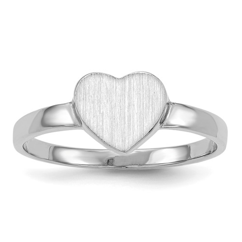 14KT White Gold 7.0x7.5mm Open Back Heart Signet Ring