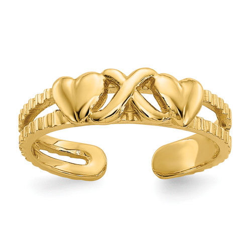 14KT Hearts and X Toe Ring