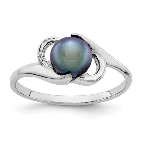 14KT White Gold 5.5mm Black FW Cultured Pearl ring