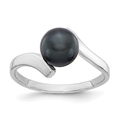 14KT White Gold 7mm Black FW Cultured Pearl ring