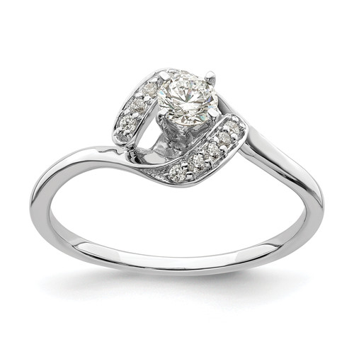 10KT White Gold (Holds 1/4 carat (4.1mm) Round Center) 1/8 carat Diamond Semi-mount Engagement Ring