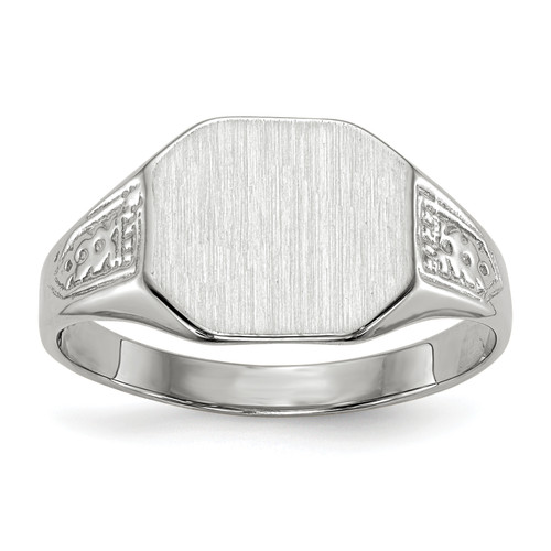 14KT White Gold 9.0x10.5mm Closed Back Signet Ring
