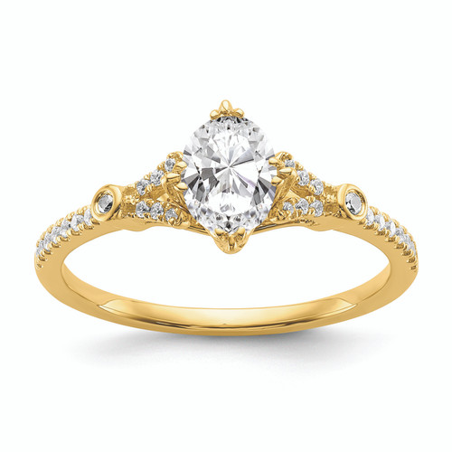 14KT (Holds 1/2 carat (6.4x4.9mm) Oval Center) 1/8 carat Diamond Semi-Mount Engagement Ring