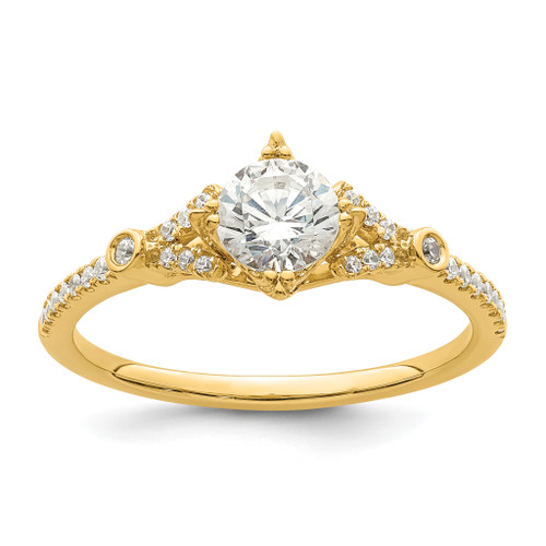 14KT (Holds 1/2 carat (5.2mm) Round Center) 1/8 carat Diamond Semi-Mount Engagement Ring