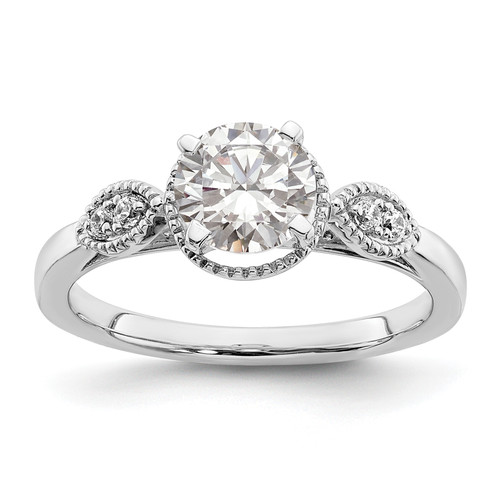 14KT White Gold (Holds 1 carat (6.5mm) Round Center) 1/20 carat Diamond Semi-Mount Engagement Ring