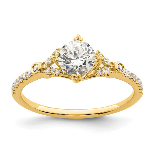 14KT (Holds 3/4 carat (5.8mm) Round Center) 1/8 carat Diamond Semi-Mount Engagement Ring