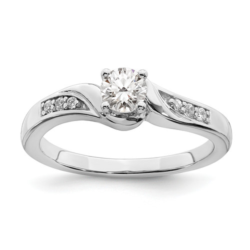 14KT White Gold By-Pass (Holds 1/3 carat (4.5mm) Round Center) 1/20 carat Diamond Semi-mount Engagement Ring