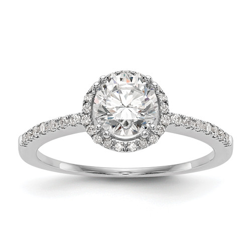 14KT White Gold Halo (Holds 1 carat (6.5mm) Round Center) 1/6 carat Diamond Semi-Mount Engagement Ring