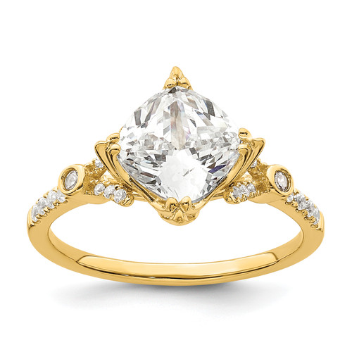 14KT (Holds 2 carat (7.6mm) Cushion Center) 1/6 carat Diamond Semi-Mount Engagement Ring