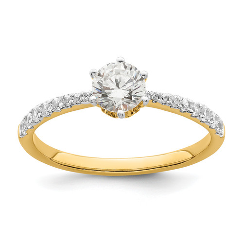 14KT Gold Leaf Design (Holds 1/2 carat (5.2mm) Round Center) 1/4 carat Diamond Semi-Mount Engagement Ring