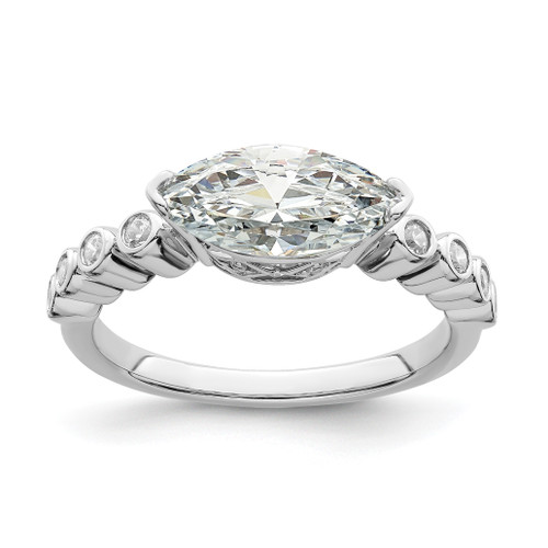 14KT White Gold East West (Holds 1 carat (10.5x5.6mm) Marquise Center) 1/6 carat Diamond Semi-Mount Engagement Ring