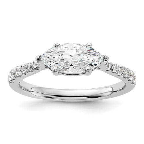 14KT White Gold East West (Holds 1 carat (10.5x5.6mm) Marquise Center) 1/5 carat Diamond Semi-Mount Engagement Ring