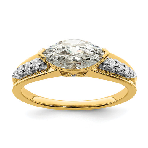 14KT East West (Holds 1 carat (10.5x5.6mm) Marquise Center) 1/6 carat Diamond Semi-Mount Engagement Ring