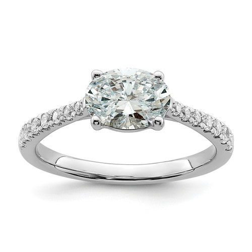 14KT White Gold East West (Holds 3/4 carat (7.1x5.4mm) Oval Center) 1/4 carat Diamond Semi-Mount Engagement Ring