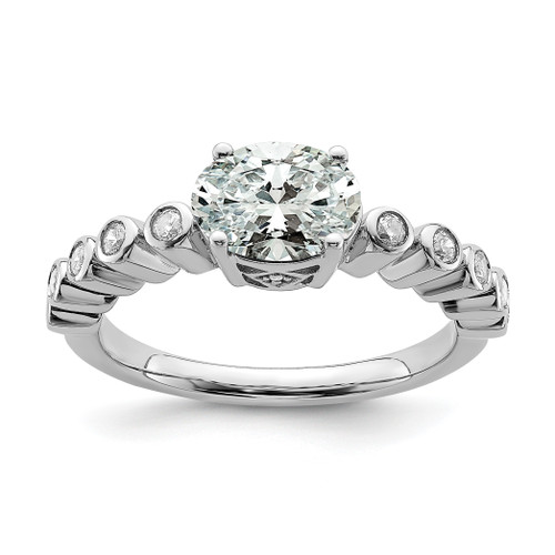 14KT White Gold East West (Holds 1 carat (8.00x6.1mm) Oval Center) 1/5 carat Diamond Semi-Mount Engagement Ring