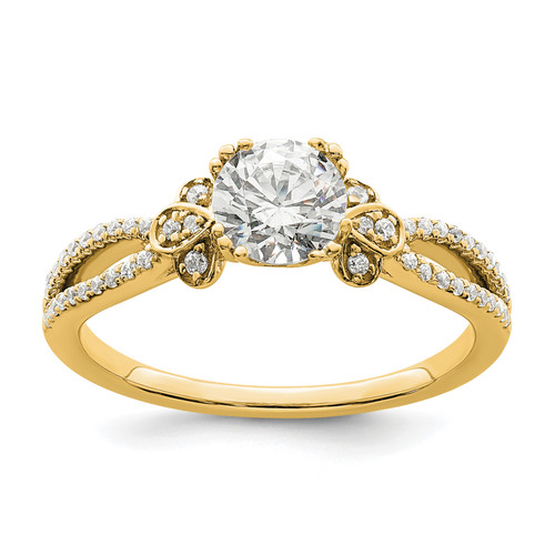 14KT Split Shank (Holds 3/4 carat (5.8mm) Round Center) 1/6 carat Diamond Semi-Mount Engagement Ring