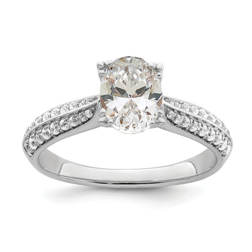 14KT White Gold (Holds 1 carat (8.00x6.1mm) Oval Center) 1/4 carat Diamond Semi-Mount Engagement Ring