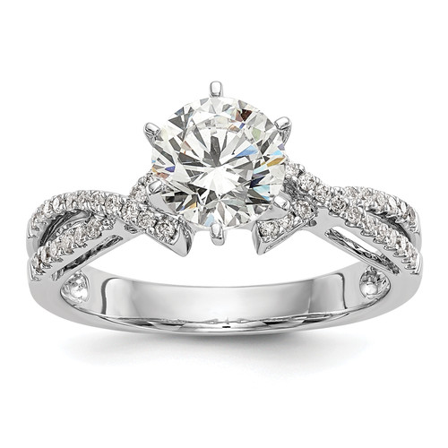 14KT White Gold Criss-Cross Peg Set 1/5 carat Diamond Semi-mount Engagement Ring