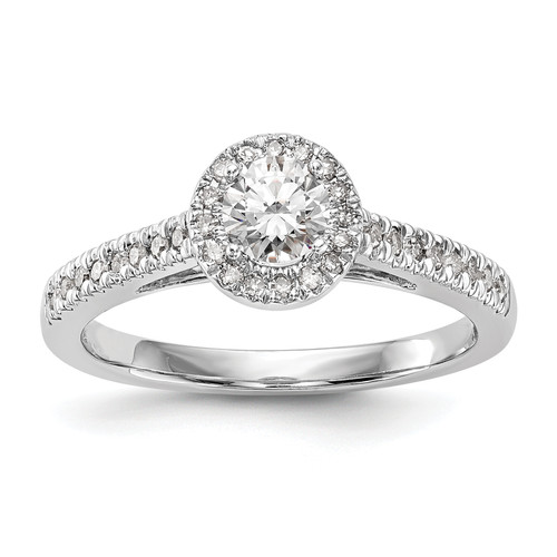 14KT White Gold Halo Plus (Holds 1/3 carat (4.5mm) Round Center) 1/5 carat Diamond Semi-Mount Engagement Ring