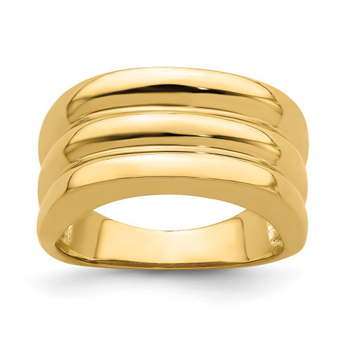 14KT Polished Triple Ridge Dome Ring