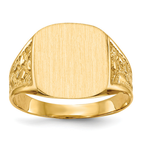 14KT 14.0x12.5mm Closed Back Men's Signet Ring