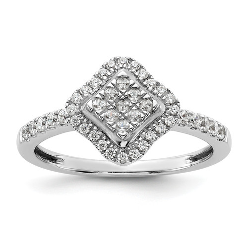 14KT White Gold Complete Cluster Engagement Ring