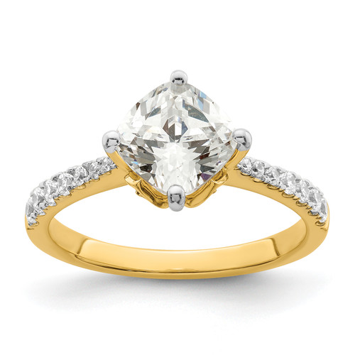 14KT Leaf Design (Holds 2 carat (7.6mm) Cushion Center) 1/3 carat Diamond Semi-Mount Engagement Ring