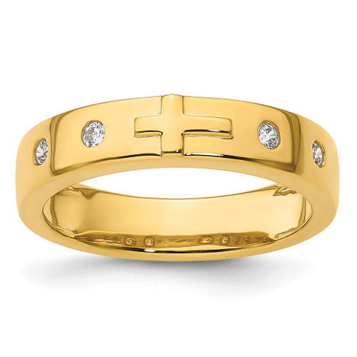 14KT Cross Diamond Mens Complete Wedding Band