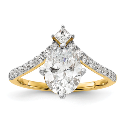14KT Asymmetric (Holds 1.5 carat (9.2x6.9mm) Oval Center) 1/2 carat Diamond Semi-Mount Engagement Ring