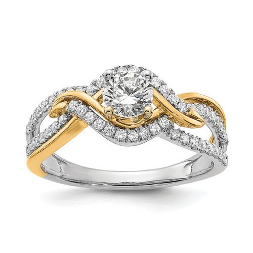 14KT Two-tone Gold Diamond Semi-mount Engagement Ring