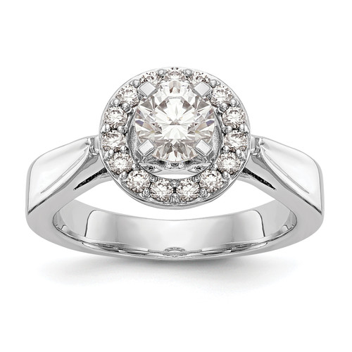 14KT White Gold Round Diamond Semi-Mount Halo Engagement Ring