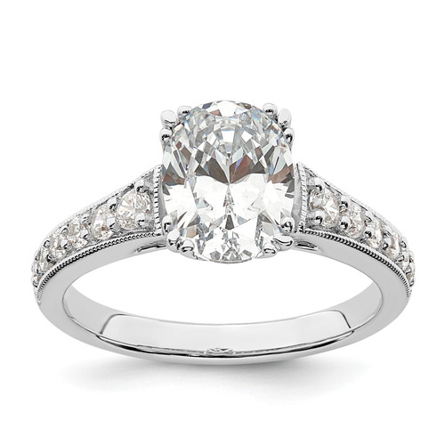 14KT White Gold (Holds 1.5 carat (9.2x6.9mm) Oval Center) 1/3 carat Diamond Semi-Mount Engagement Ring