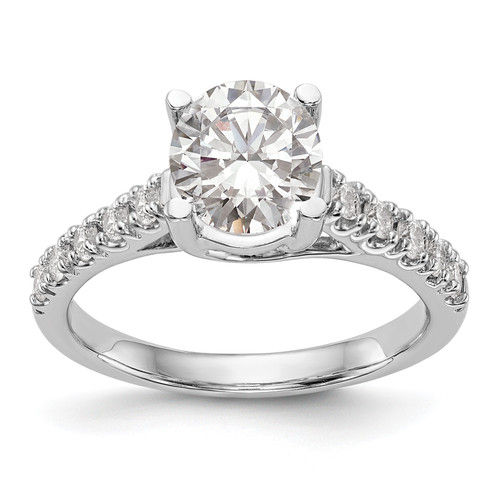 14KT White Gold (Holds 1.5 carat (7.5mm) Round Center) 1/3 carat Diamond Semi-Mount Engagement Ring