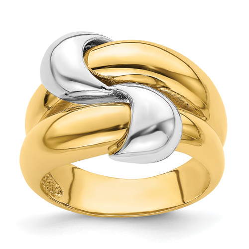 14KT Two-Tone Polished Knot Dome Band