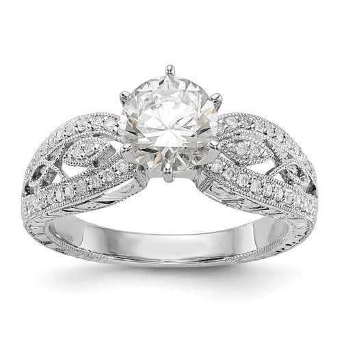 14KT White Gold Vintage Peg Set 1/5 carat Diamond Semi-mount Engagement Ring