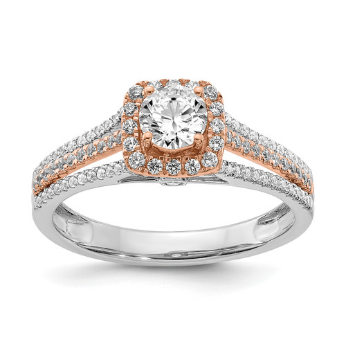 14KT White & Rose Gold Diamond Semi-mount Engagement Ring