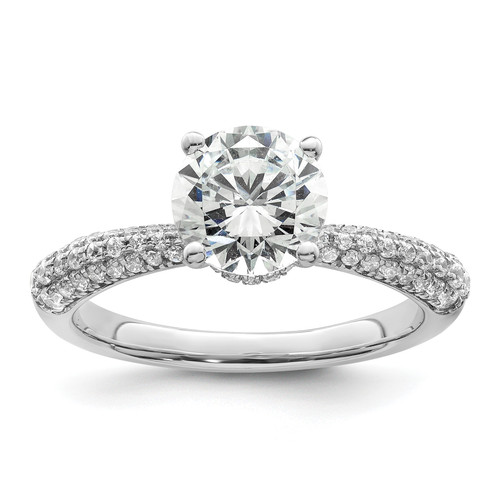 14KT White Gold Diamond Semi-Mount Hidden Halo Engagement Ring