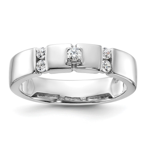 14KT White Gold Square Diamond Mens Complete Wedding Band