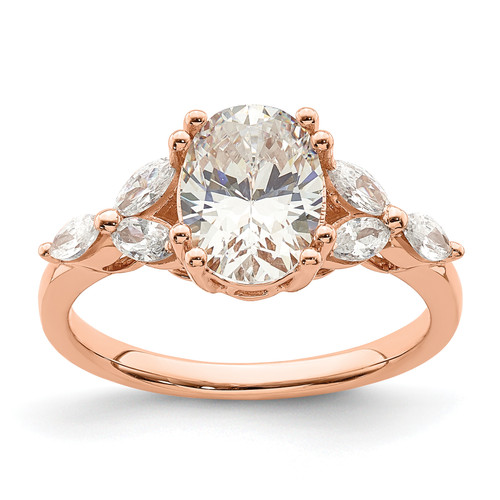 14KT Rose Gold (Holds 1.5 carat (9.2x6.9mm) Oval Center) 1/3 carat Marquise Diamond Semi-Mount Engagement Ring