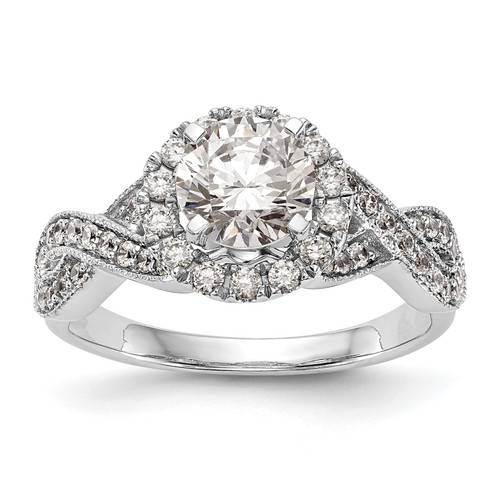 14KT White Gold Peg Set Diamond Semi-Mount Halo Engagement Ring