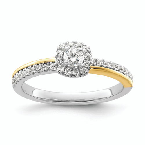 Two Promises 14KT Two-tone Diamond Round Halo Complete Engagement Ring