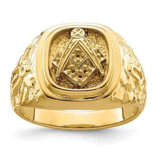 10KT Polished and Nugget Texture Masonic Ring Mounting