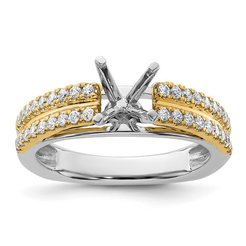 14KT Two-tone Diamond Semi-Mount Peg Set Engagement Ring