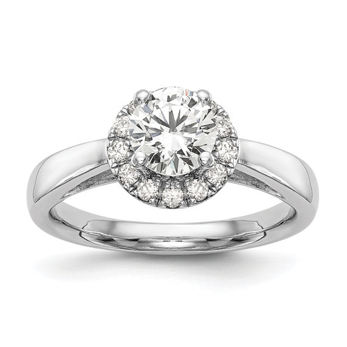 14KT White Gold Halo (Holds 1 carat (6.5mm) Round Center) 1/3 carat Diamond Semi-mount Engagement Ring