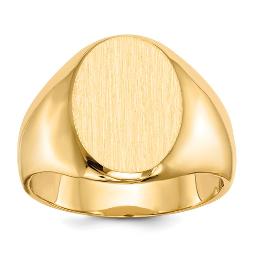 14KT 16.0x11.5mm Closed Back Men's Signet Ring