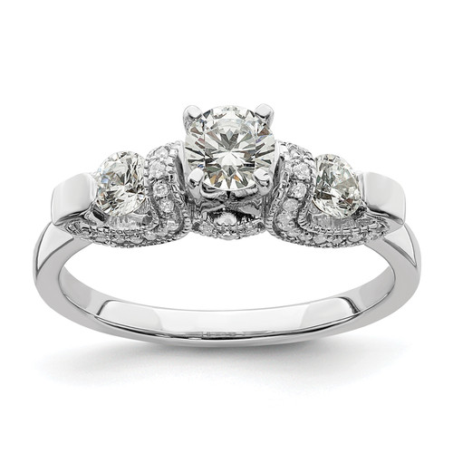 14KT White Gold Peg Set 3/8 carat Diamond Semi-mount Engagement Ring