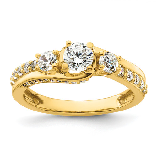 14KT Three Stone Diamond Semi-Mount Including 2-3.2mm Side Stones Engagement Ring