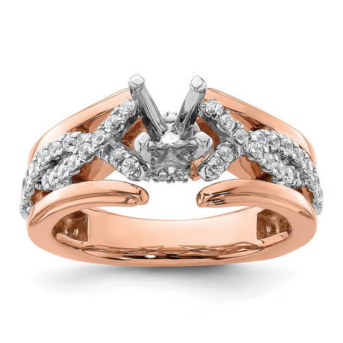 14KT Two-tone Twisted Diamond Semi-Mount Peg Set Engagement Ring