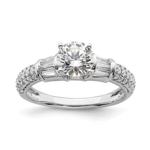 14KT White Gold Round/Baguette Diamond Semi-mount Engagement Ring