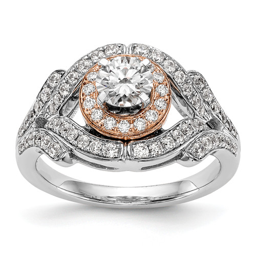 14KT Two-tone Halo Plus Diamond Semi-Mount Engagement Ring